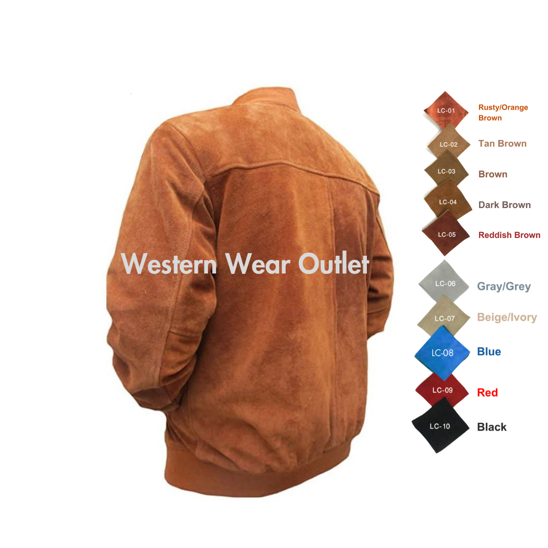 Brown Suede Bomber Jacket For Men: Modern Fit | MBJ2