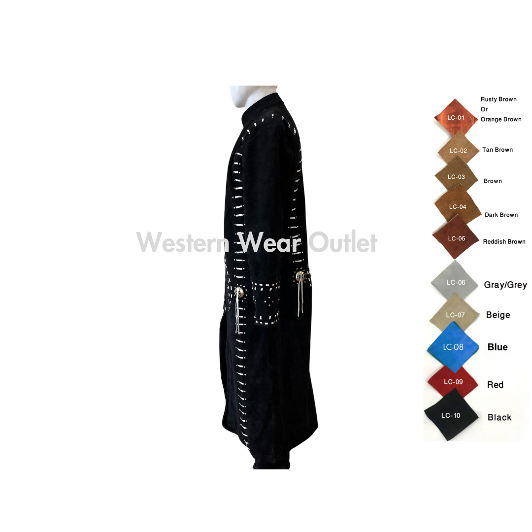 Western Leather Coat Women - Black Long Coat | BLCW0022