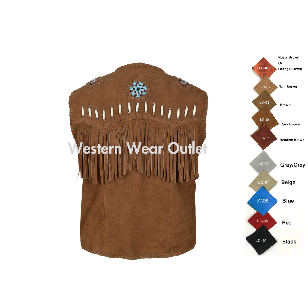 Cowboy Western Vest Brown Suede American Indian Vest | SUV3
