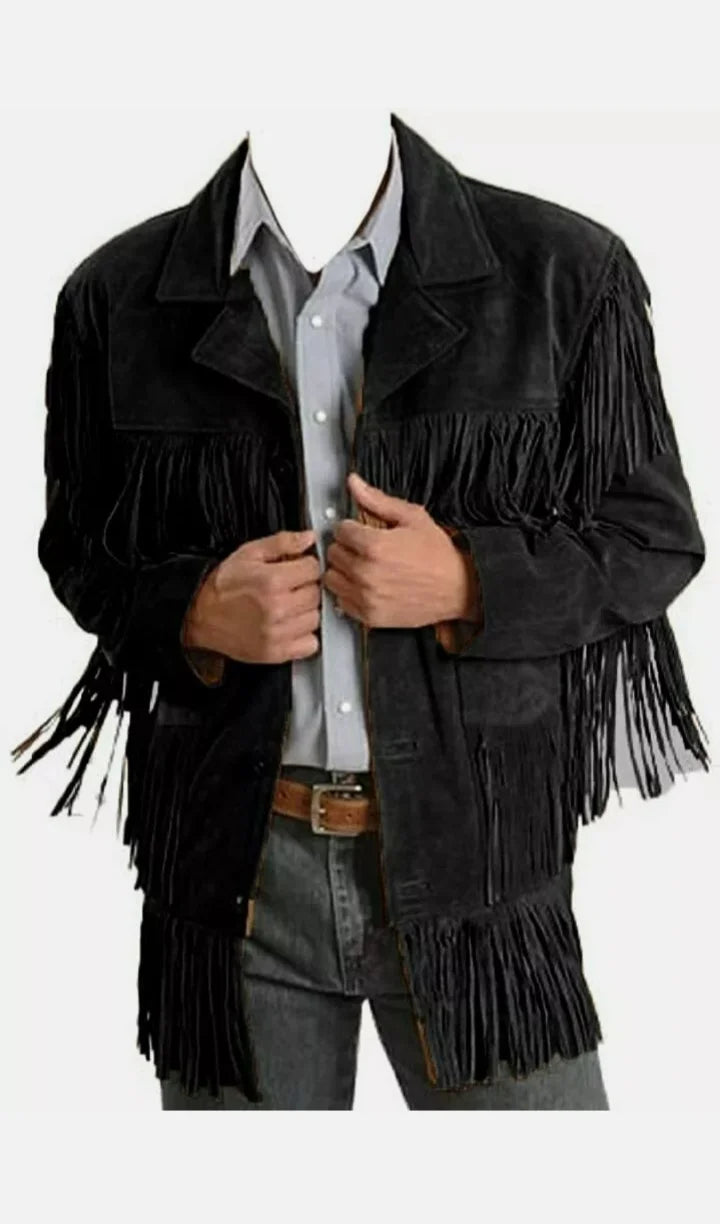 Fringe Suede Jacket For Men - Bohemian Style