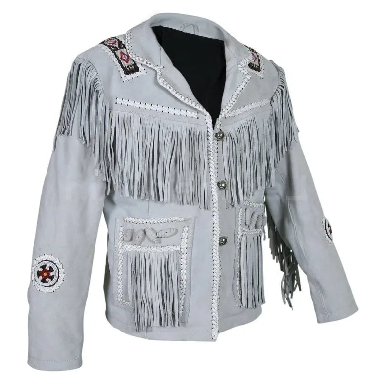 Gray leather jacket - cowboy core jacket
