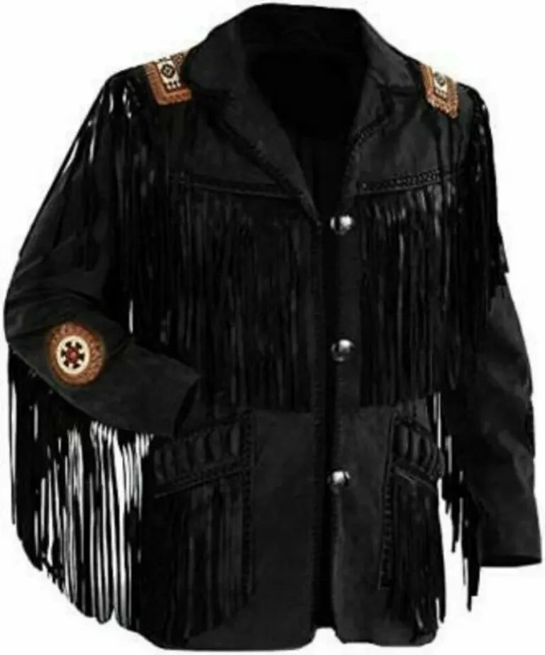 Mens Leather Fringe Jacket