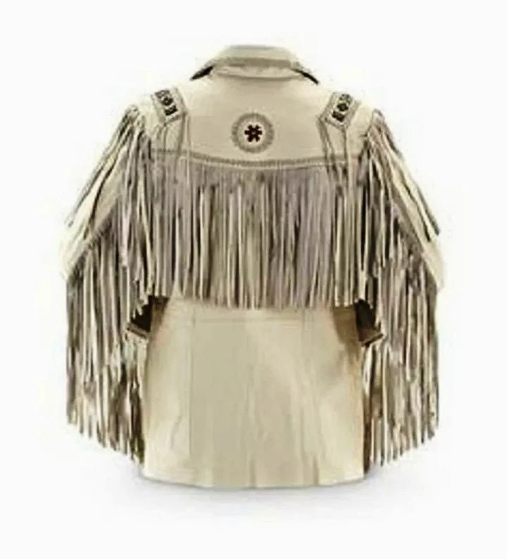 Suede Jacket Men – Western Fringe Cowboy Style Leather Coat