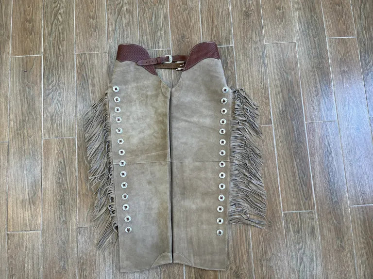 Pantalon Western Cowgirl En Daim Véritable - Chaps Rodéo Vintage Fait Pantalon Western Cowgirl En Daim Véritable - Chaps Rodéo Vintage Fait