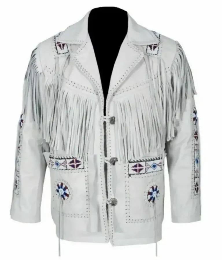 Western leather fringe jacket