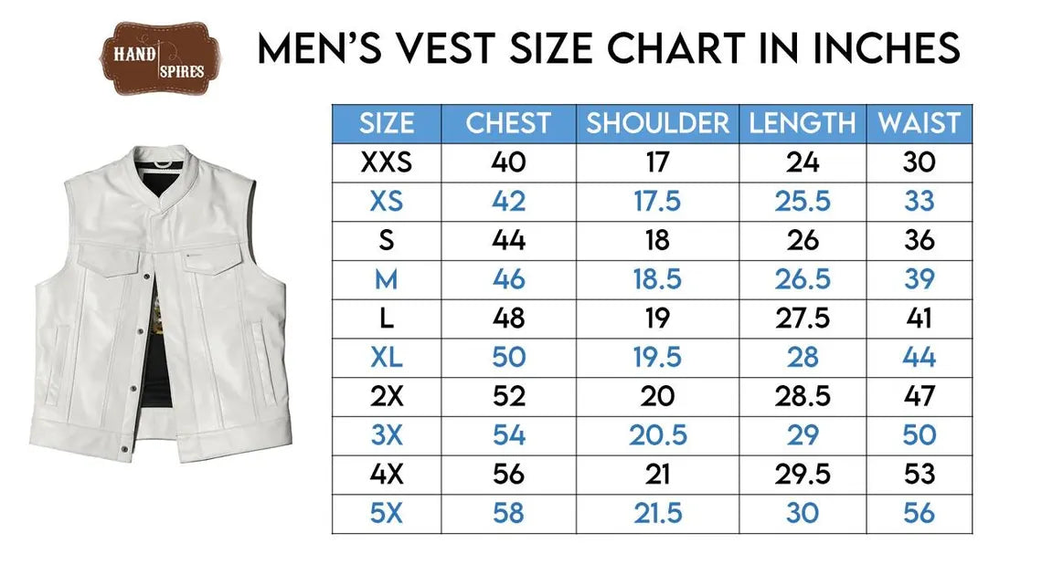 White Leather Vest-Biker Vest | WLBV21