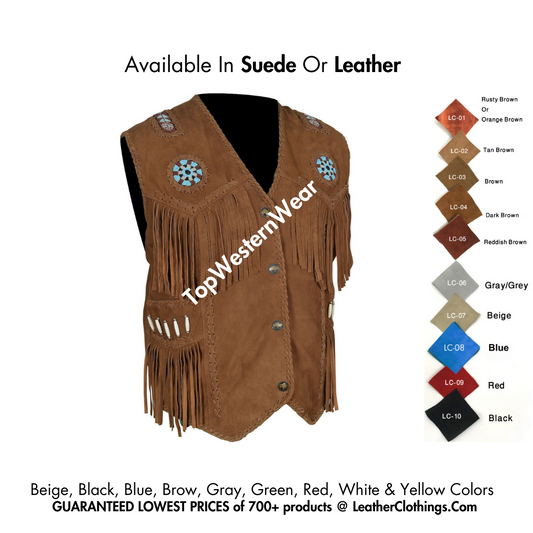 Cowboy Western Vest Brown Suede American Indian Vest: Premium Craftsmanship & Classic Style, SUV3