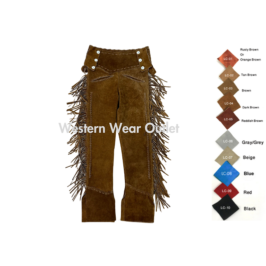 Western Dark Brown Suede Fringes Pant, MSP119A