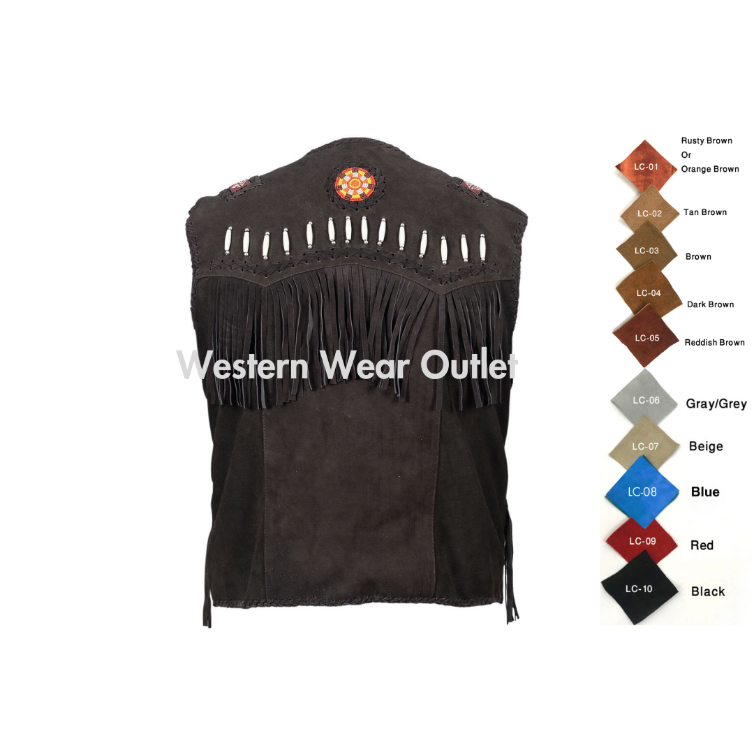 Cowboy Black Suede Western Vest American Indian Bold Statement, SUV6