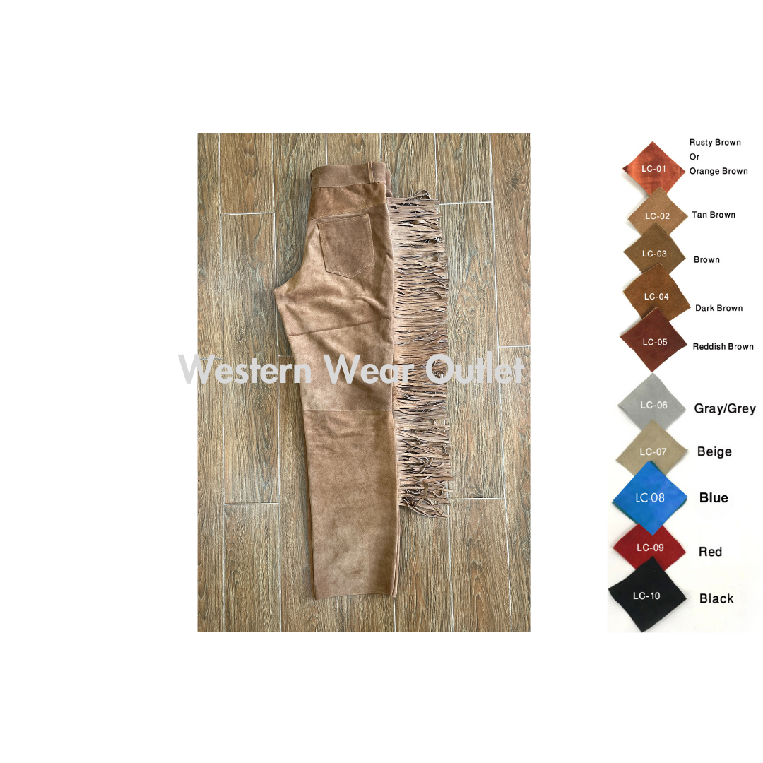 Western Brown Suede Fringes Pant, MSP9