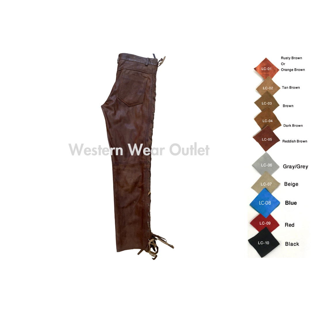 Brown Leather Pant With Side Laces, MSP24B