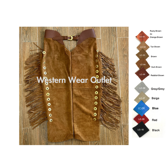 Leather Cowboy Chaps: Durable Leather Protection ,MSCH3A