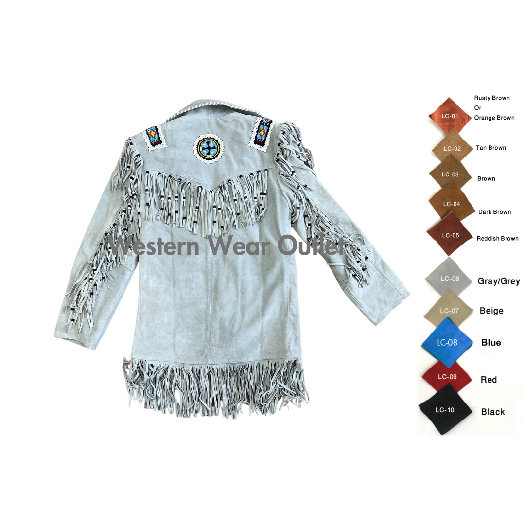 Women Native Indian Cowgirl Western Gray Suede Jacket, WSJ1A