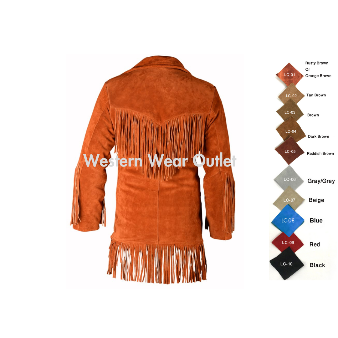 Women Western Cowgirl Brown Suede Jacket With Fringes, WSJ115A