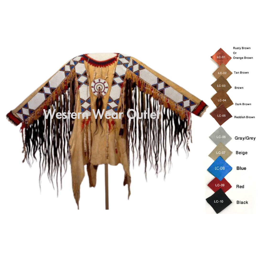 Sioux Western Native American Indian Suede Shirt With Beads Fringes, SWS27