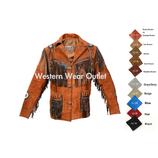 Men Western Rusty Brown Suede Jacket – Authentic Cowboy Look, MSWJ103