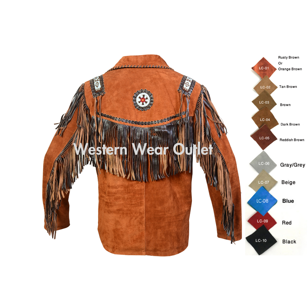 Men Western Rusty Brown Suede Jacket – Authentic Cowboy Look, MSWJ103