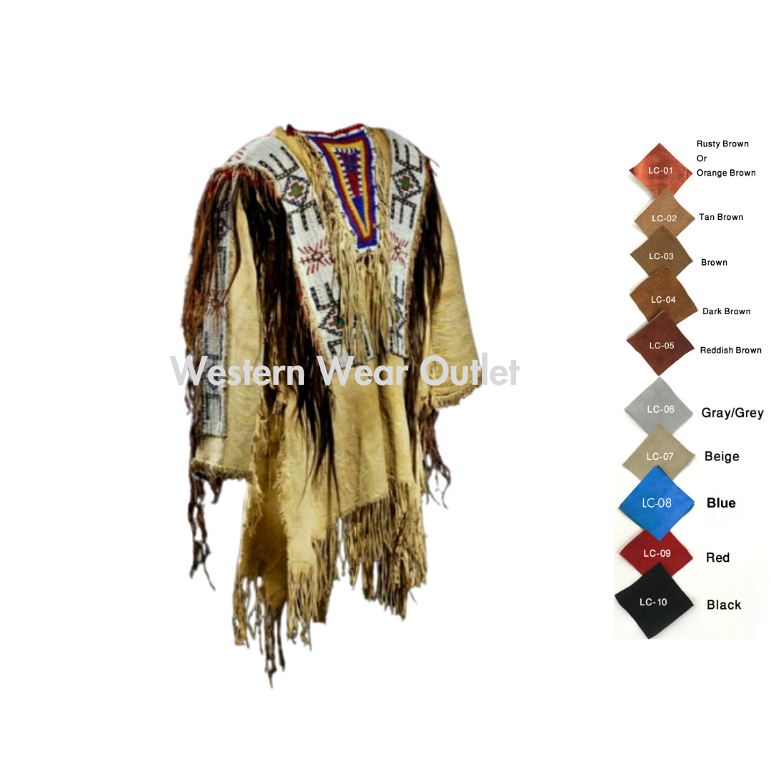 Native American Indian Beaded Shirt Suede Sioux War Shirt, SWS33