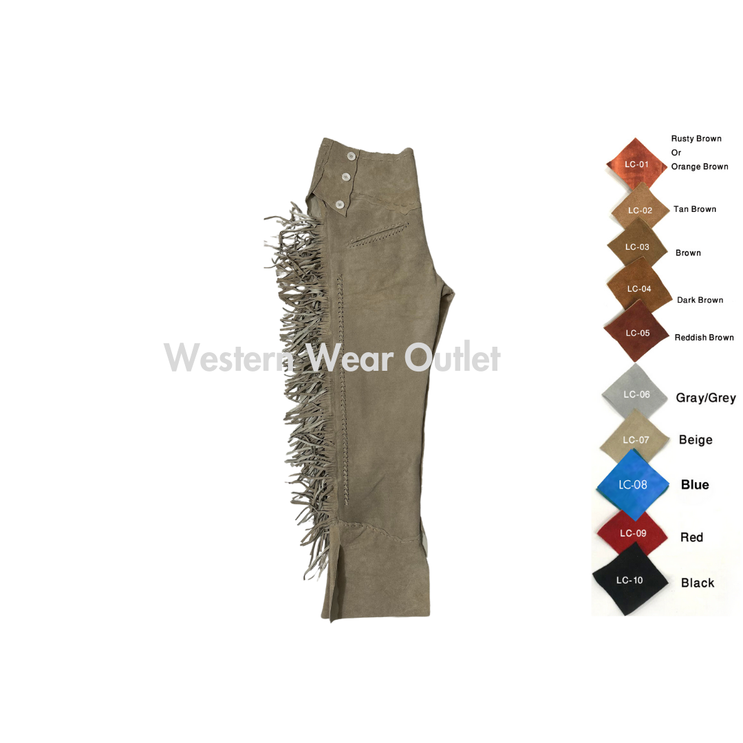 Western Brown Suede Fringes Pant, MSP119F