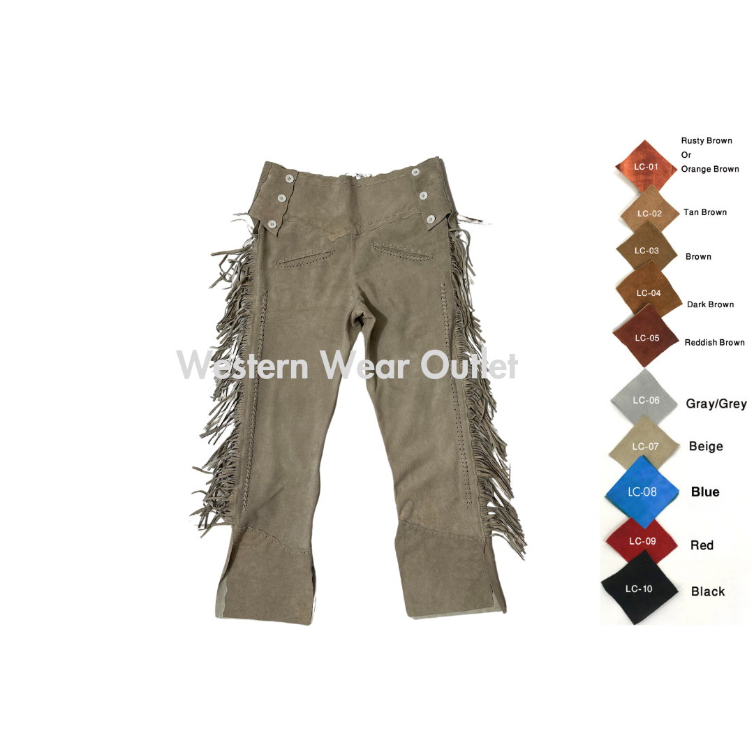 Western Brown Suede Fringes Pant, MSP119F