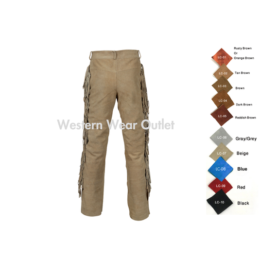 Western Brown Suede Fringes Pant, MSP8D