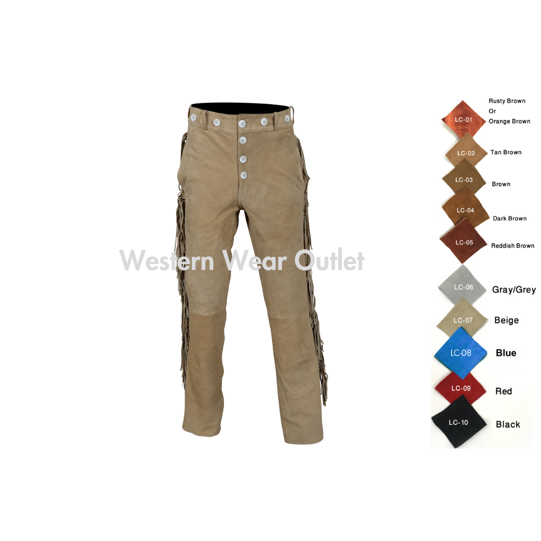 Western Brown Suede Fringes Pant, MSP8D