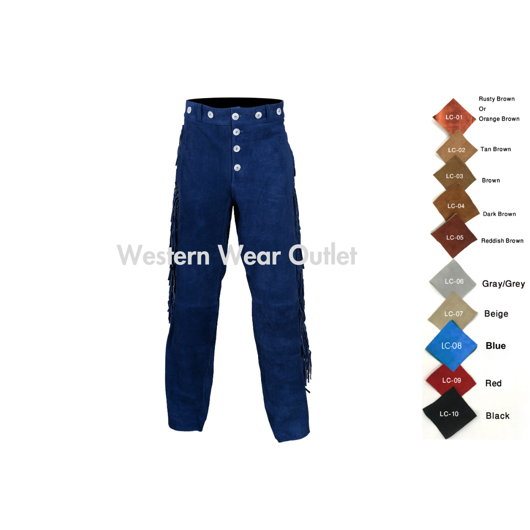 Western Blue Suede Fringes Pant, MSP8C