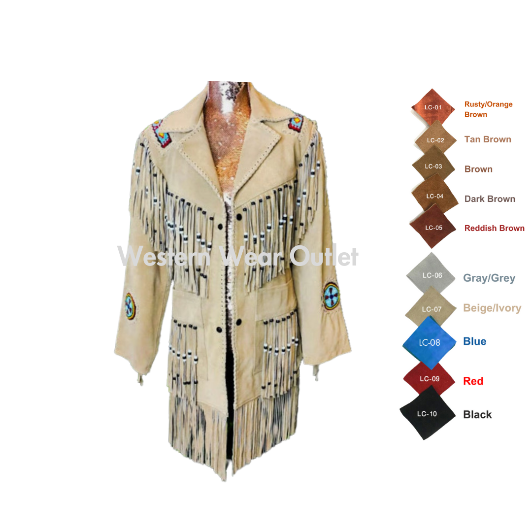 Women Native Indian Cowgirl Western Beige Suede Jacket, WSJ1