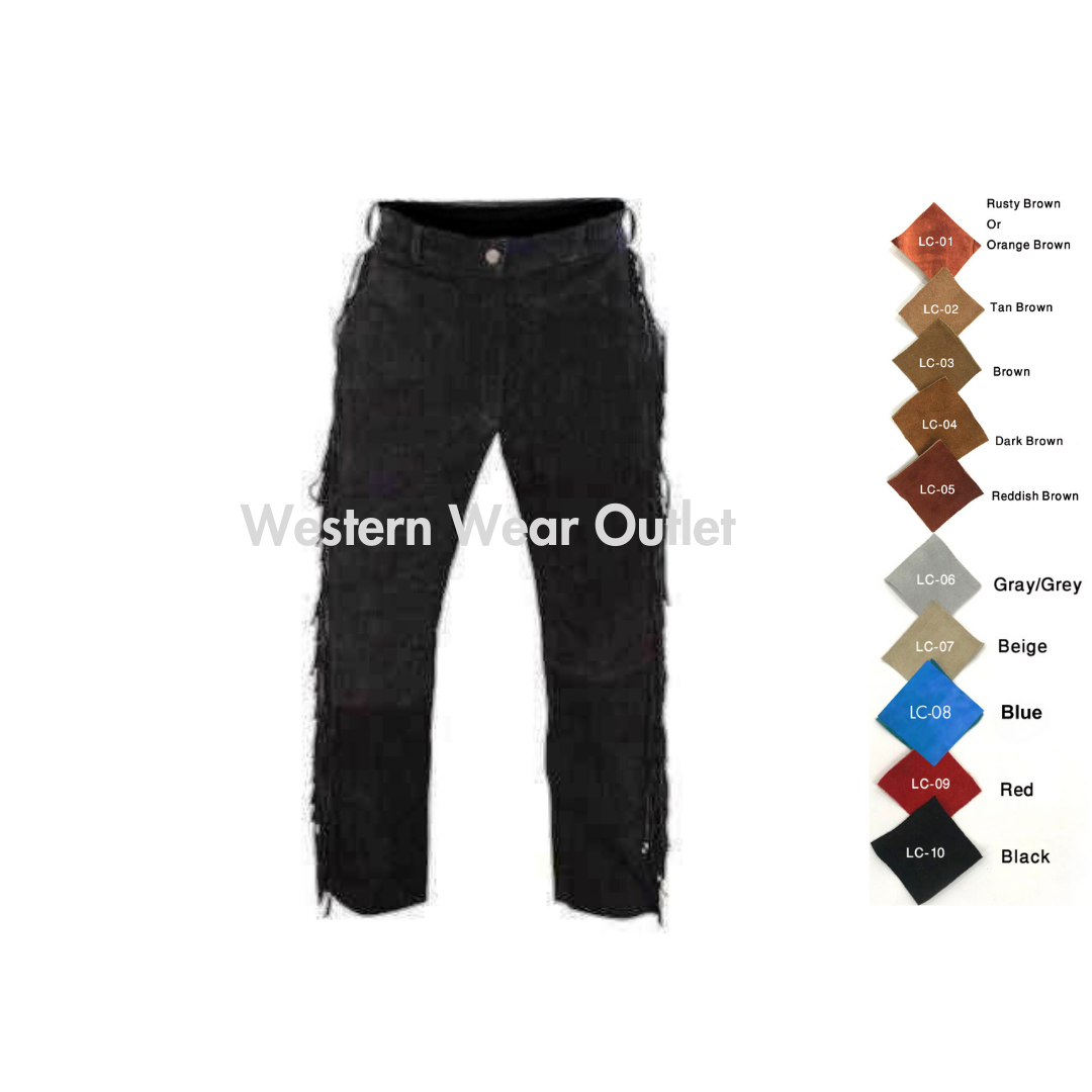 Western Black Suede Fringes Native Indian Pant, MSP17