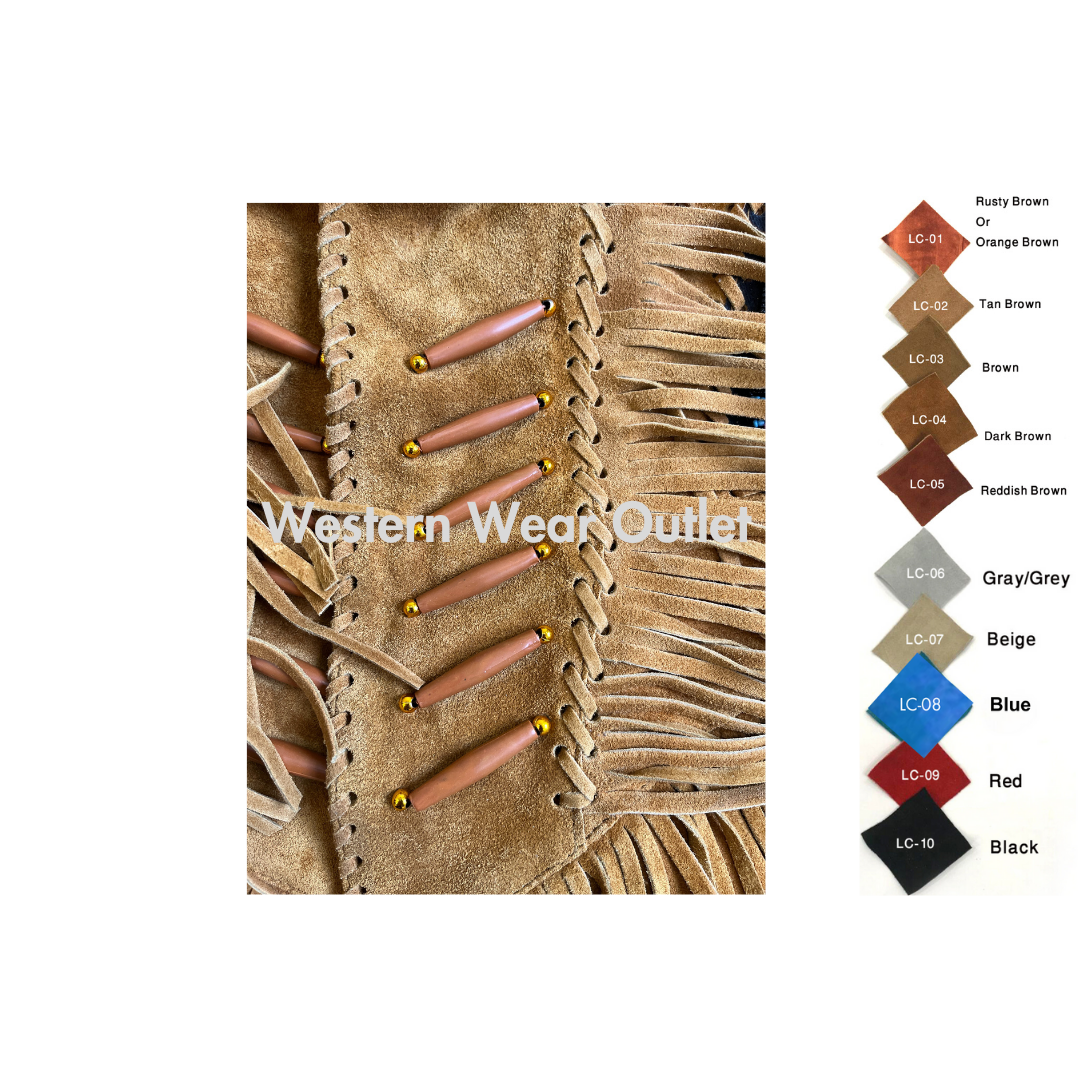 Men Native Indian Western Beaded Suede Fringes Jacket, MSWJ24