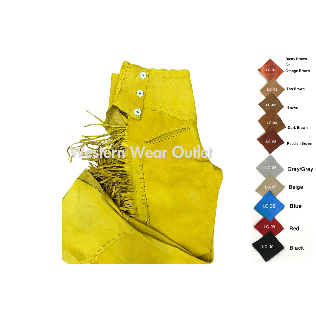 Western Yellow Suede Fringes Pant, MSP119Y