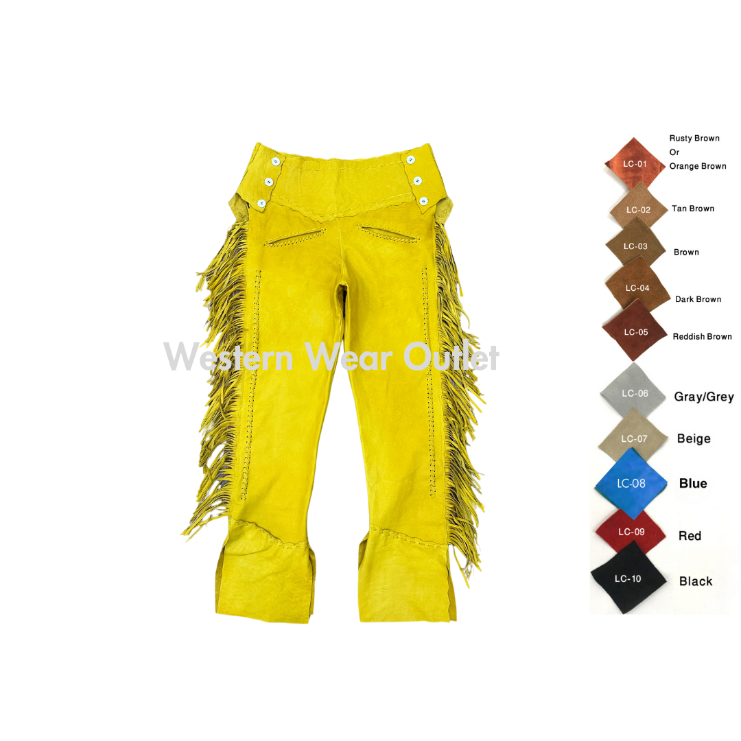 Western Yellow Suede Fringes Pant, MSP119Y