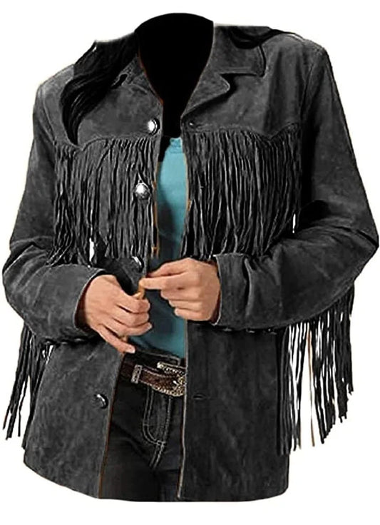 Affordable Western Cowgirl Jacket - Black Suede Jacket 