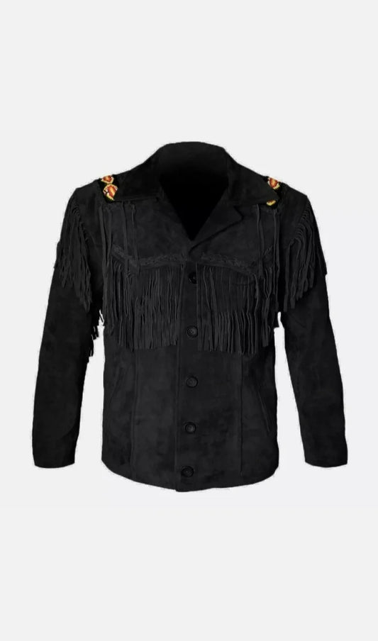 Cowboy Black Suede Fringe Jacket