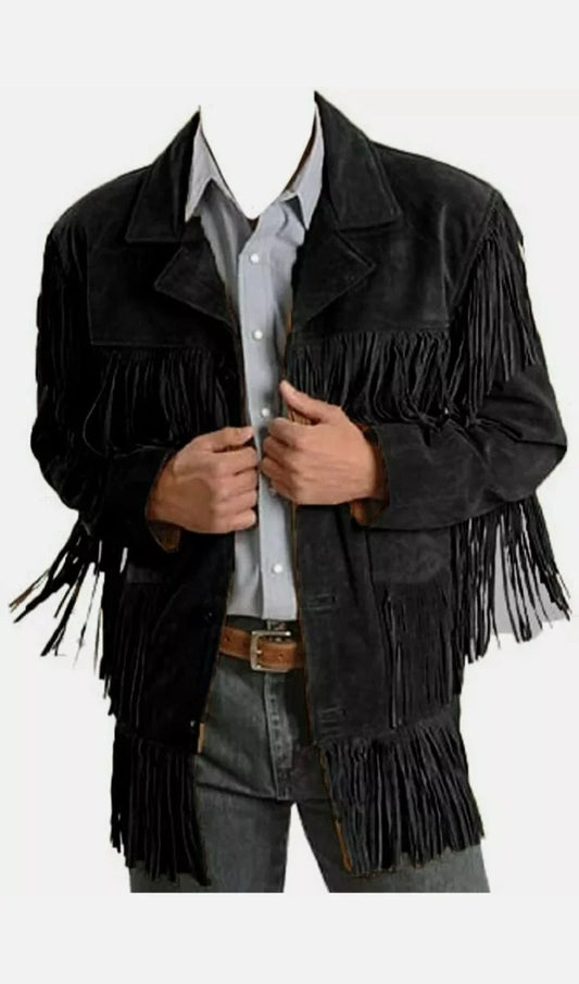Fringe Suede Jacket For Men - Bohemian Style