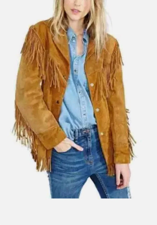Handcrafted Suede Cowgirl Jacket – Real Leather Jacket Women