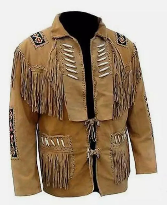 Leather Fringe Jacket Men