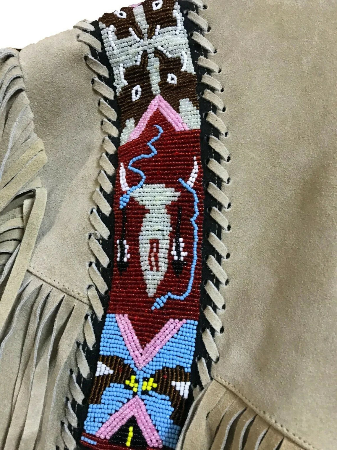 1980s Rockabilly Buckskin Jacket Cowboy Western American Indian Jacket With Fringes & Beads