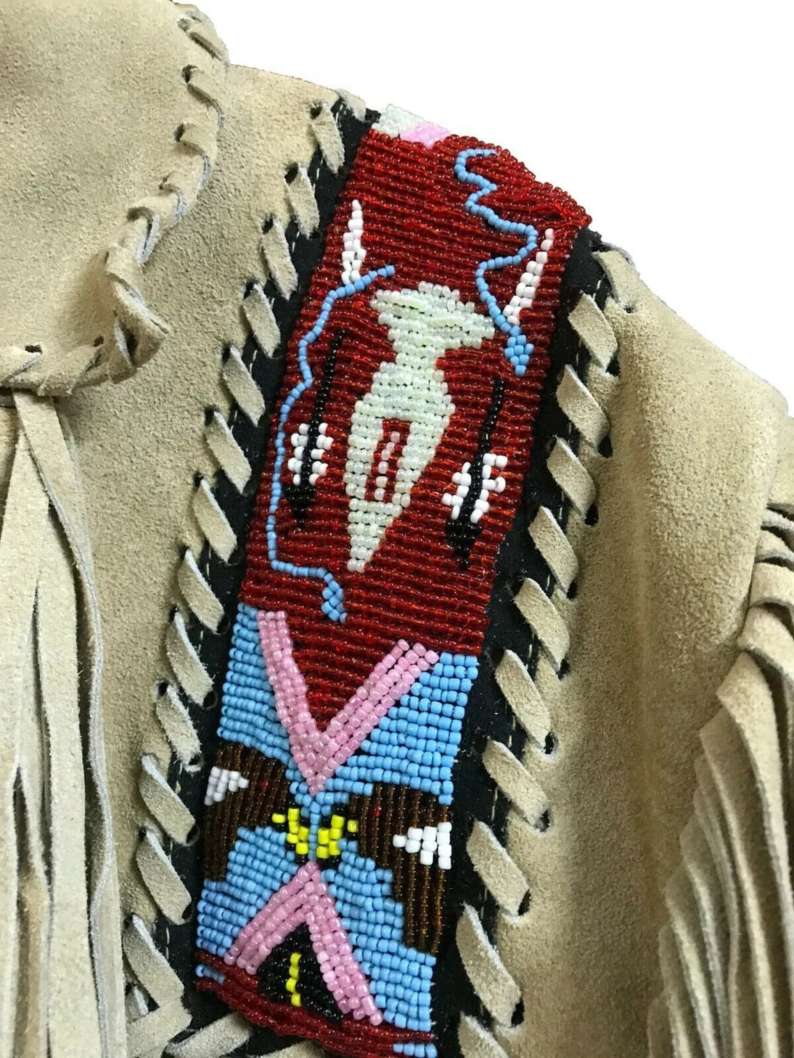 1980s Rockabilly Buckskin Jacket Cowboy Western American Indian Jacket With Fringes & Beads