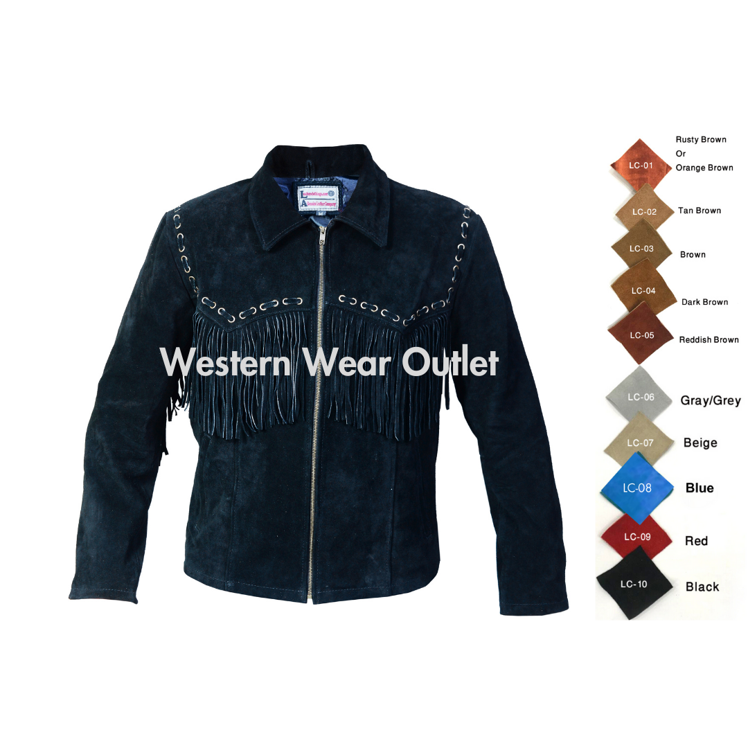 Men’s Cowboy Western Suede Jacket With Fringes | MSBJ1B