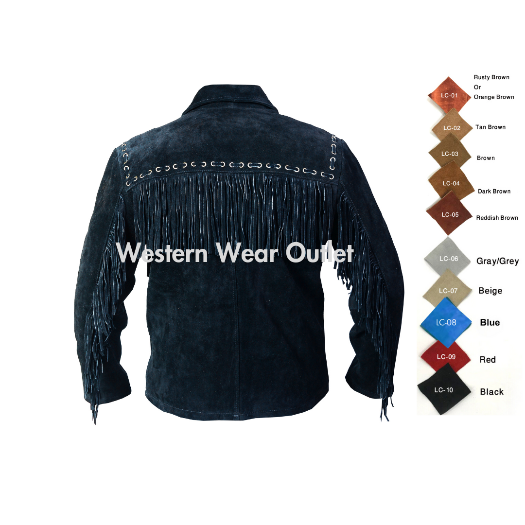 Men’s Cowboy Western Suede Jacket With Fringes | MSBJ1B