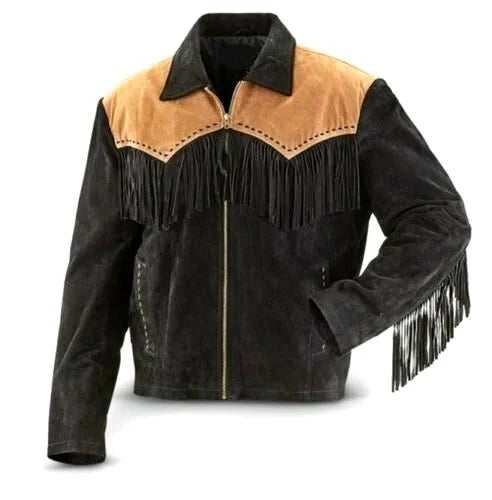 Men's Leather Jacket With Fringes