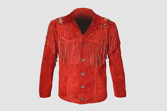 Men’s Red Western Jacket – Cowboy Boho Leather Jacket