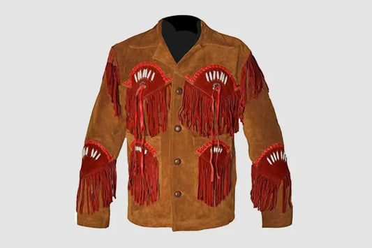 Men's Western Jackets - Red Fringe 