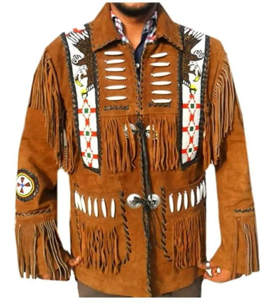 Men’s Western Leather Jacket – Real Cowboy Biker Suede Coat 