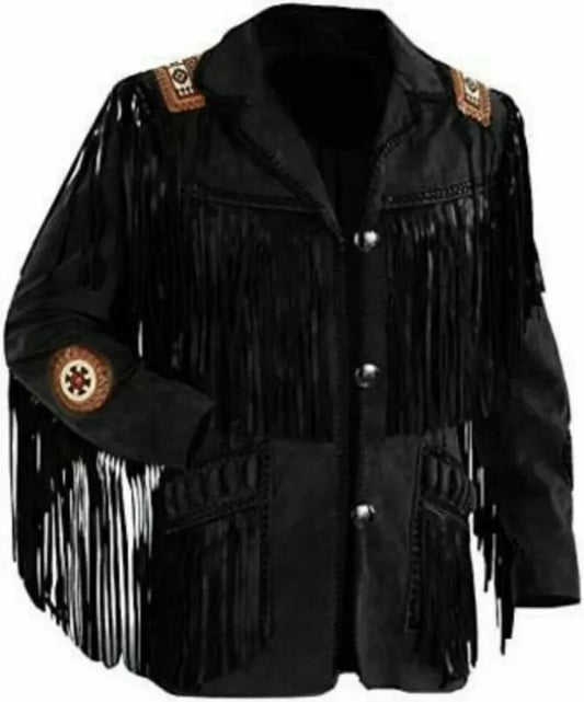 Mens Leather Fringe Jacket