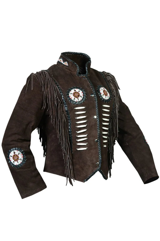 Native American Western Fringe Jacket – Beaded Details