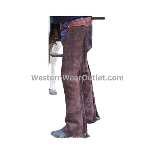 Rodeo Rusty Brown Suede Chaps With Fringes