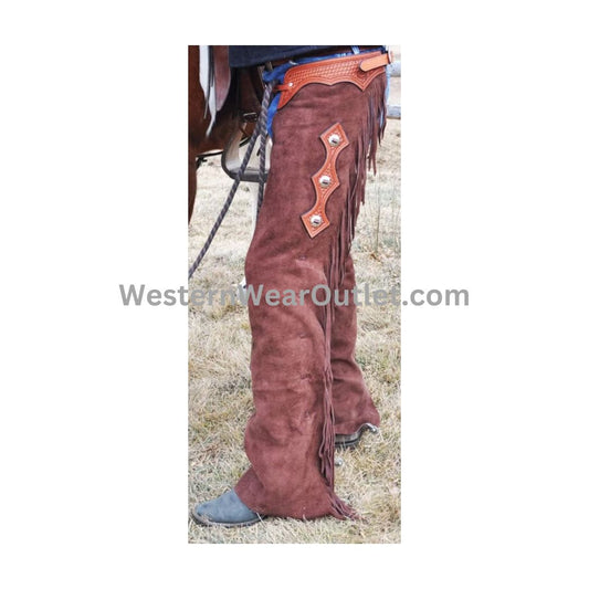 Rodeo Rusty Brown Suede Chaps with Fringes