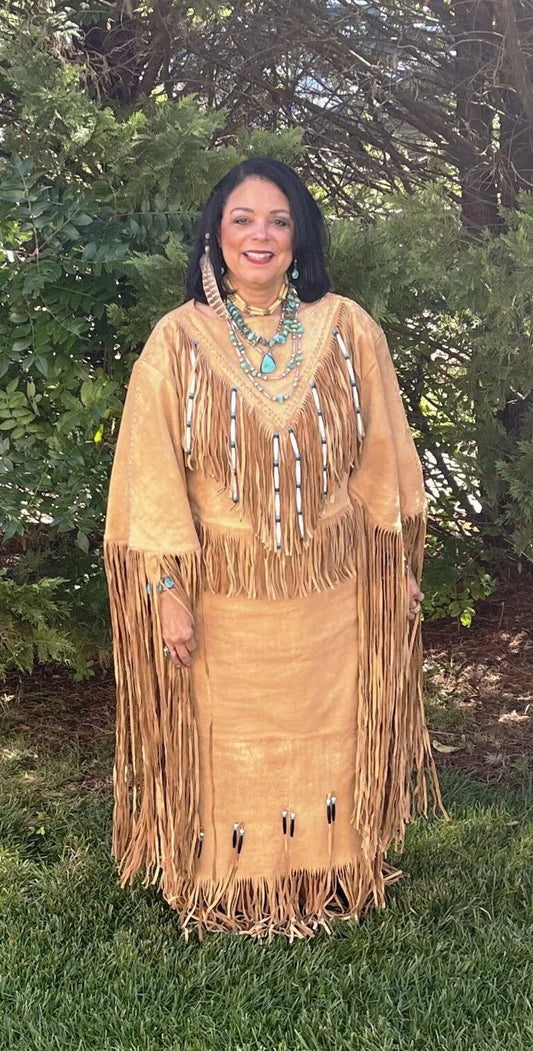 Suede Fringe Dress - Native American Style 